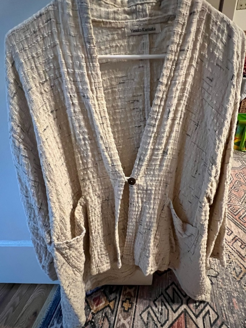 Yasuko Kurisaka Cream Textured Open Cardigan
